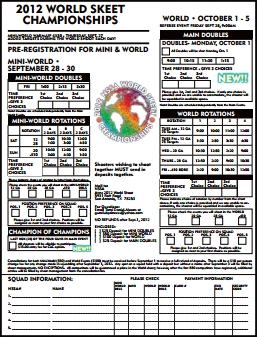 2012 World Skeet Championships Registration Form
